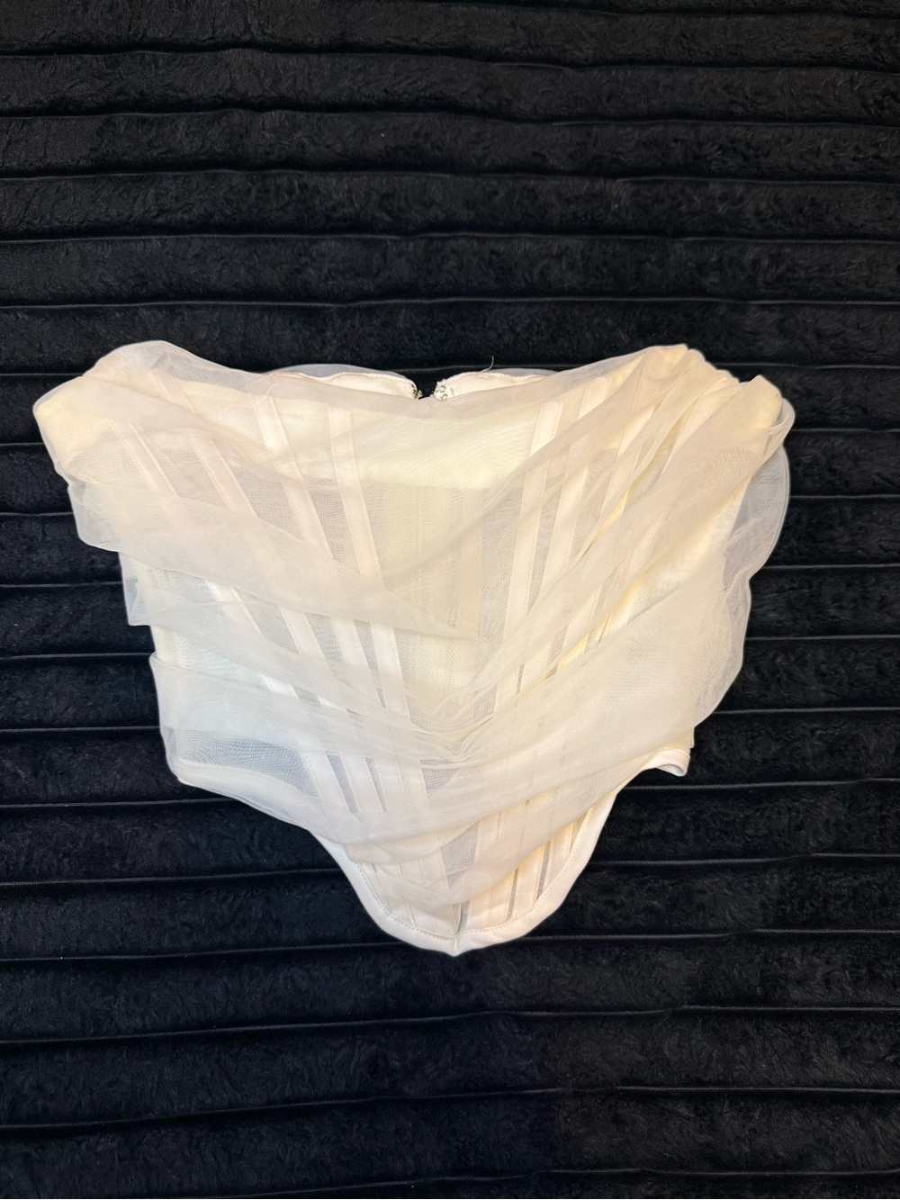 Fashion Nova Ivory/White Draped Strapless Crop Top